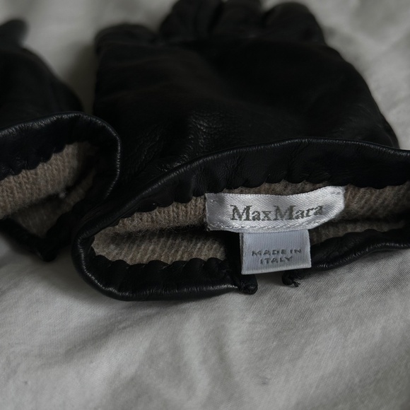 Max Mara Black Spalato Gloves Black Size 7 - Picture 4 of 9